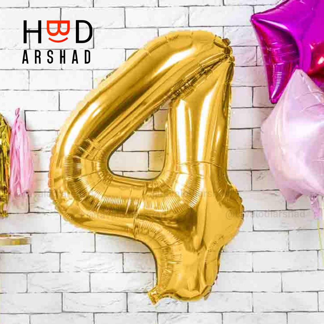 بادکنک فویلی عدد 4 طلایی ۳۲ اینچ